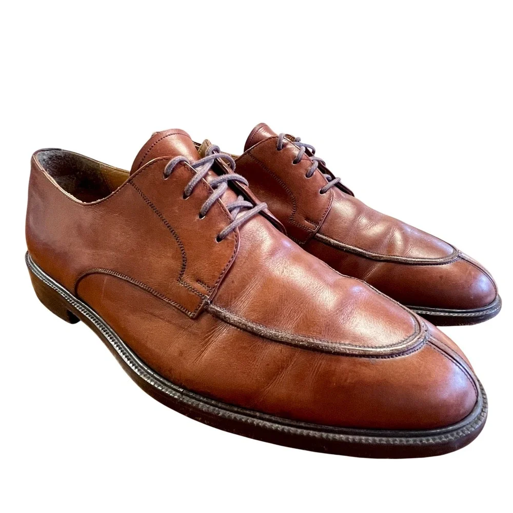 MEZLAN Leather Split Toe Derby Shoes Men Sz 8 Brown Lace Up Dress Classic Office